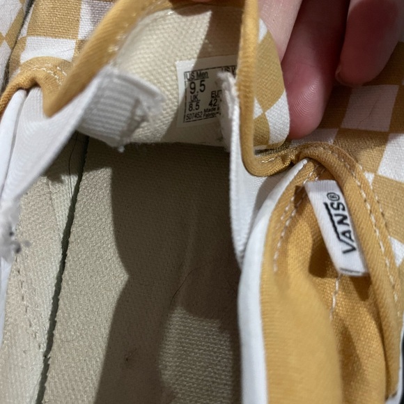 Barely Worn Vans Classic Slip on Checkerboard Golden Yellow - Picture 4 of 5